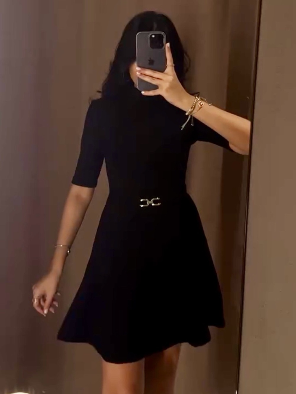 Zara NWT buckled knit short sleeve black mini dress skater flared hem skirt - Picture 13 of 13